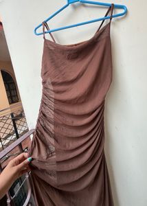 Brown Ruched Bodycon Maxi Dress 🤎