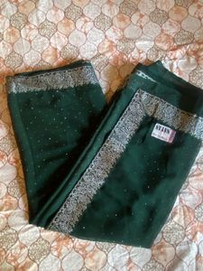 Elegant Emerald Green Embellished Saree