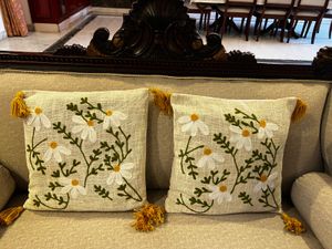 Embroidered Daisy Cushion Cover-2