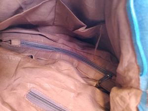 Canvas Hobo Bag - Teal &amp; Brown