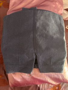 high waist  Grey Buttoned Skirt