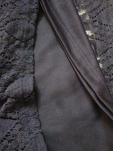Navy Blue Lace Collared Dress