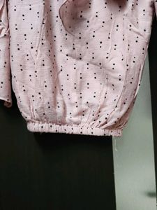Chic Pink Polka Dot Ruffle Top
