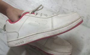 Campus White &amp; Red Sneakers
