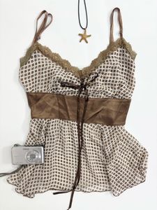 Vintage Gingham Lace Cami