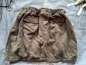 y2k Olive Green Bubble Hem Mini Skirt