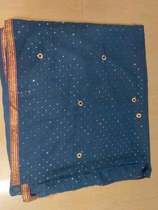 Embellished Teal Blue Saree