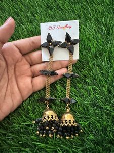Elegant Black Jhumka Earrings