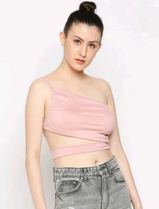 Pink One Shoulder Crop Top