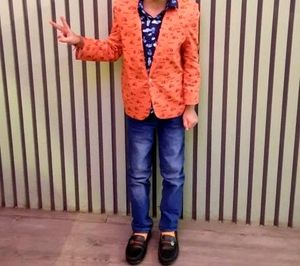 Urgent Sell Boys Orange Patterned Blazer