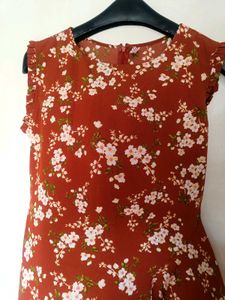 Chic Floral Print Dress L size