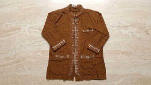 embroidered front open shirt