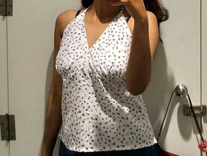 Cute Floral Halter Neck Top
