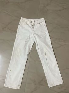White Button-Fly Jeans