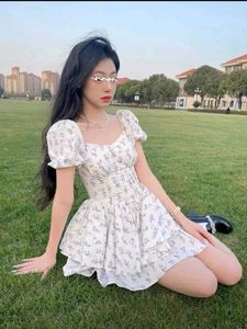 Charming Floral Puff Sleeve Mini Dress
