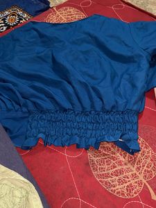 Stylish Blue Puff Sleeve Blouse
