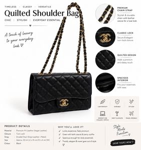 Black Quilted Chain Shoulder Bag | Stylish Crossbo
