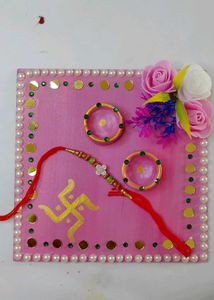 Decorative Rakhi Thali with Diya