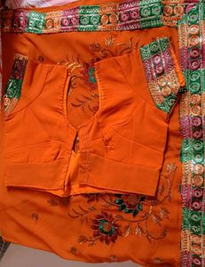 Rust colour Saree Sequin work and embroidery