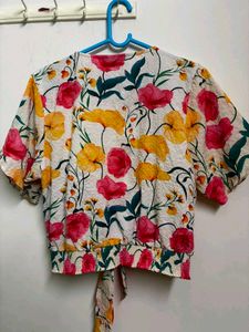 Floral Tie-Front Blouse