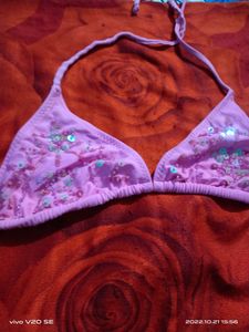Pink Beaded Bikini Top