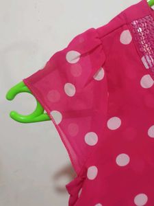 Girls' Pink Polka Dot High-Low Dress