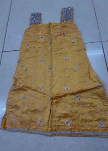 Golden yellow designer embroidered sharara