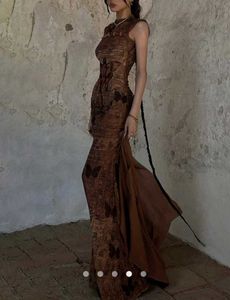 Unique Brown Print Maxi Dress