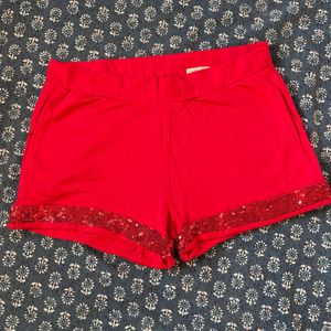 Red Sequin Shorts