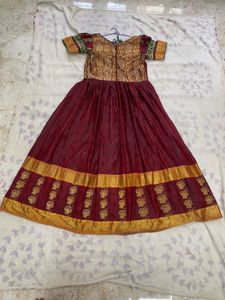 Elegant Maroon & Gold Ethnic Gown