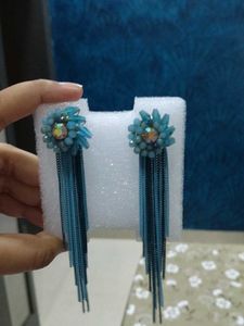 Boho Blue Tassel Earrings