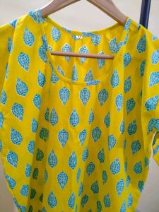 Very Beautiful Yellow Kurti Plazo Set