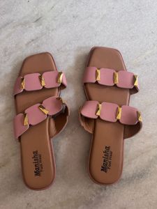 Unused Stylish Pink Flat Sandals