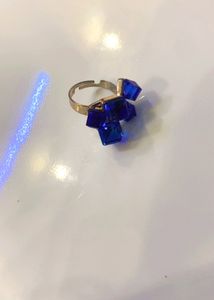 Stunning Blue Crystal Ring Adjustable