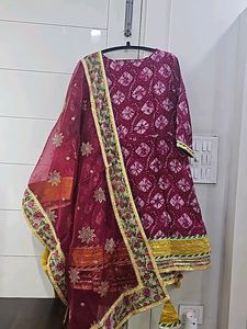 Scakhi Maroon Gotapatti Sharara Set Plus Size