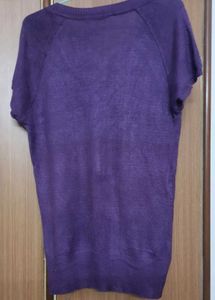 Casual V-Neck Purple Top