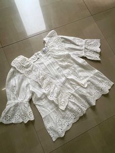 Embroidered White Tops
