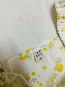 Cute Yellow Floral Puff Sleeve Dress