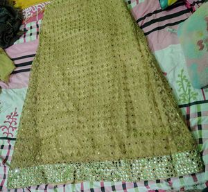 Golden Sequined Lehenga Skirt