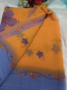 Vibrant Floral Print Saree with blouse