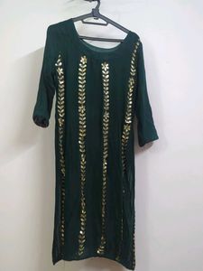 Green Kurta with Gold Embellishments