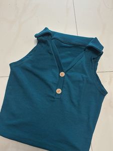 Cute Teal Button-Down Top