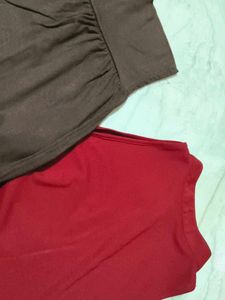solid brown below knee length t.shirt material tri