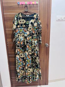 Elegant Black Printed Maxi Dress