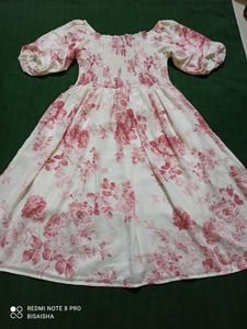 beautiful pink & white floral cute short dress