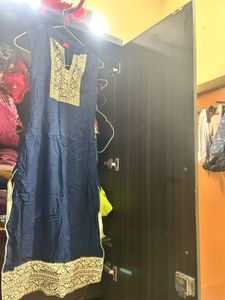 embroidery navy blue kurta small size