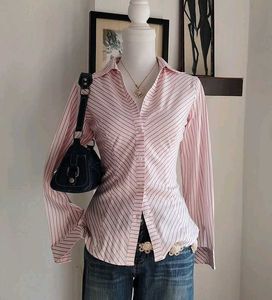 Chic Pink Striped Button-Up Shirt