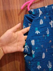 Blue Cactus Print Shorts