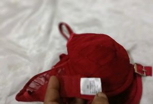 Chic Red Bra with Gold Buckle