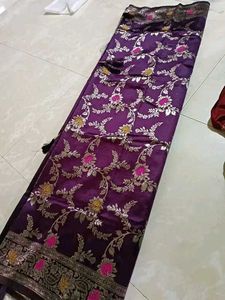 🔥Purple Banarasi Silk Saree😱